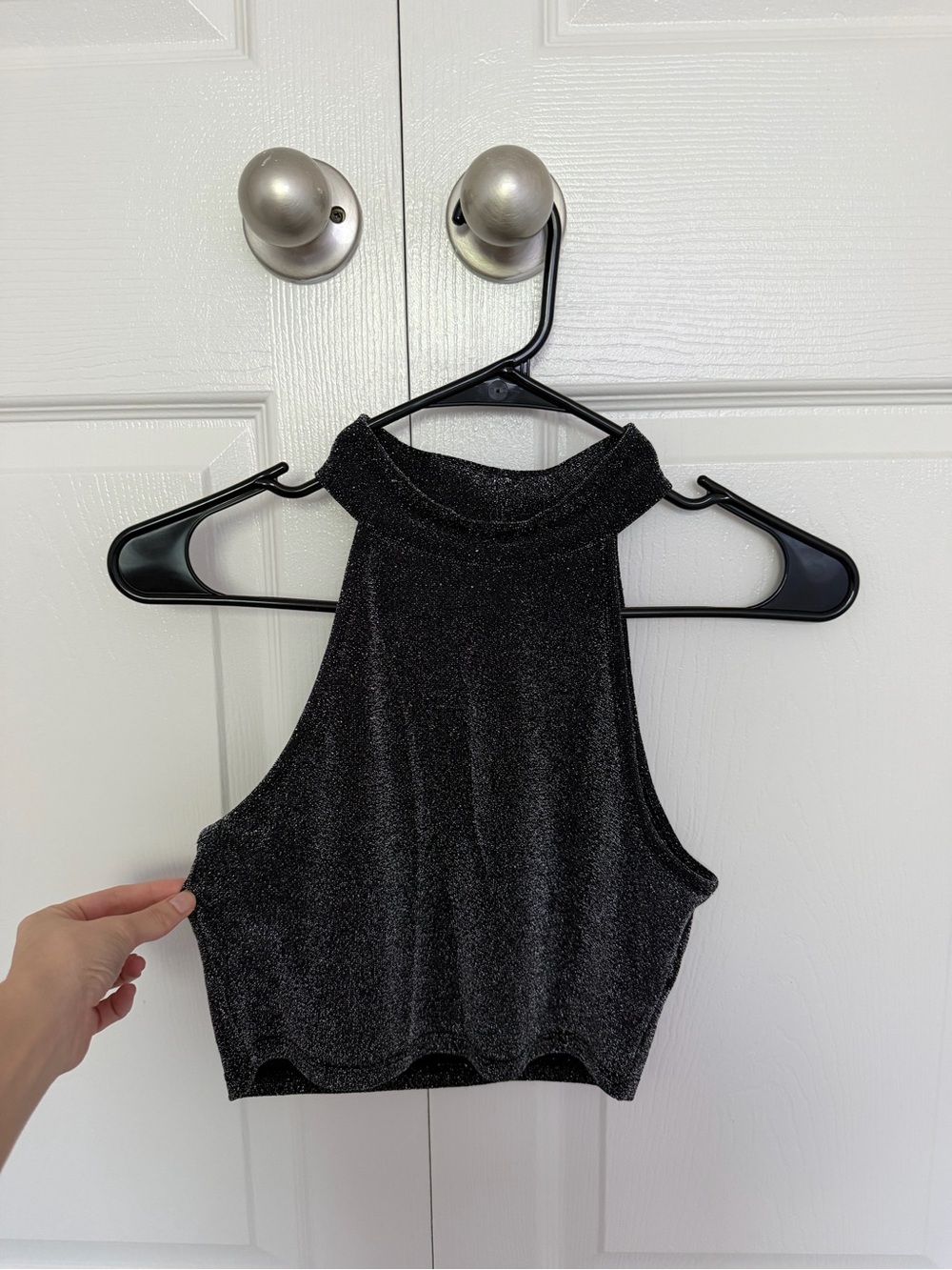 Black Sparkle Crop Tank